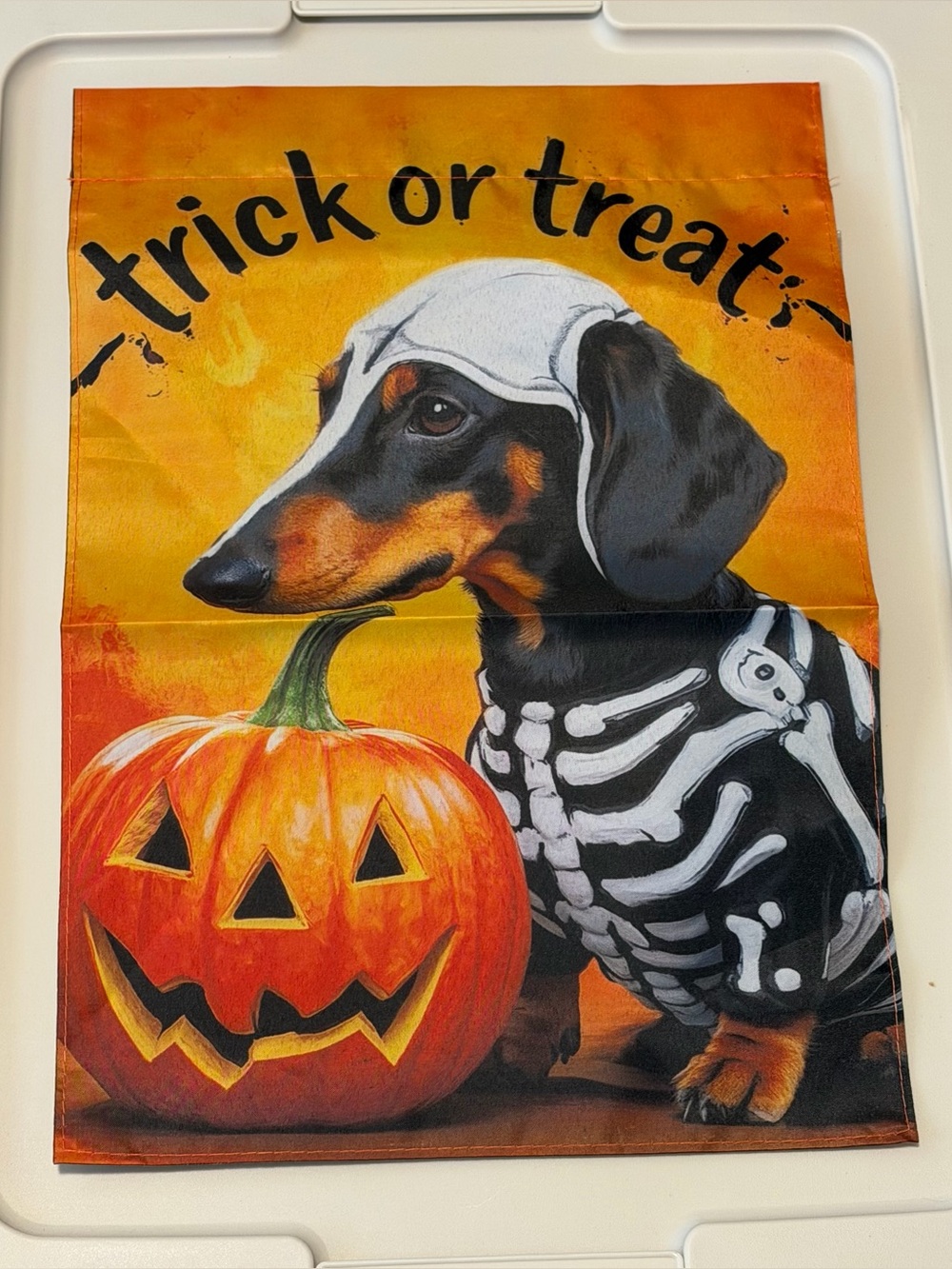 Halloween Dachshund Trick or Treat Double-Sided Garden Flag